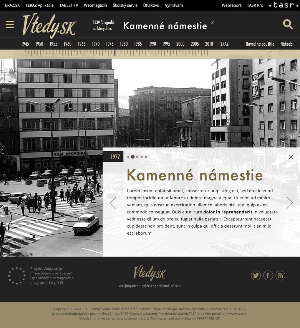 The frist draft of Vtedy.sk website